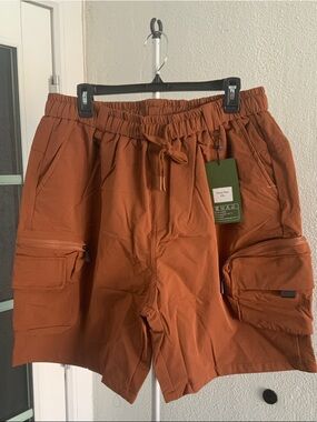 Men's Cargo Drawstring Shorts in Rust